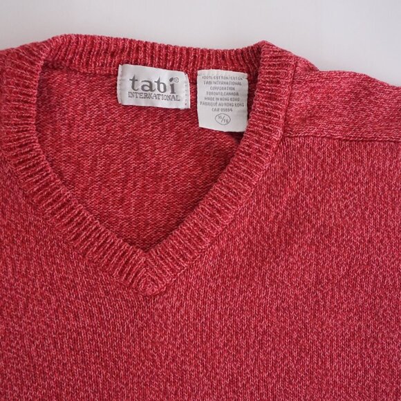 Vintage Tabi International Sweater Red Cotton Knit Minimalist Quiet Luxury S - Picture 8 of 8